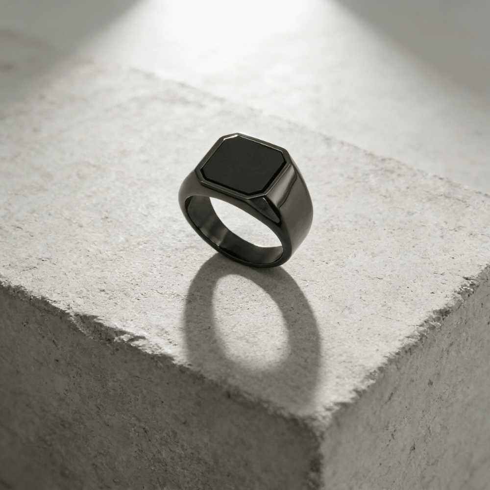 Chevalière Homme Onyx Lapis Lazuli Acier