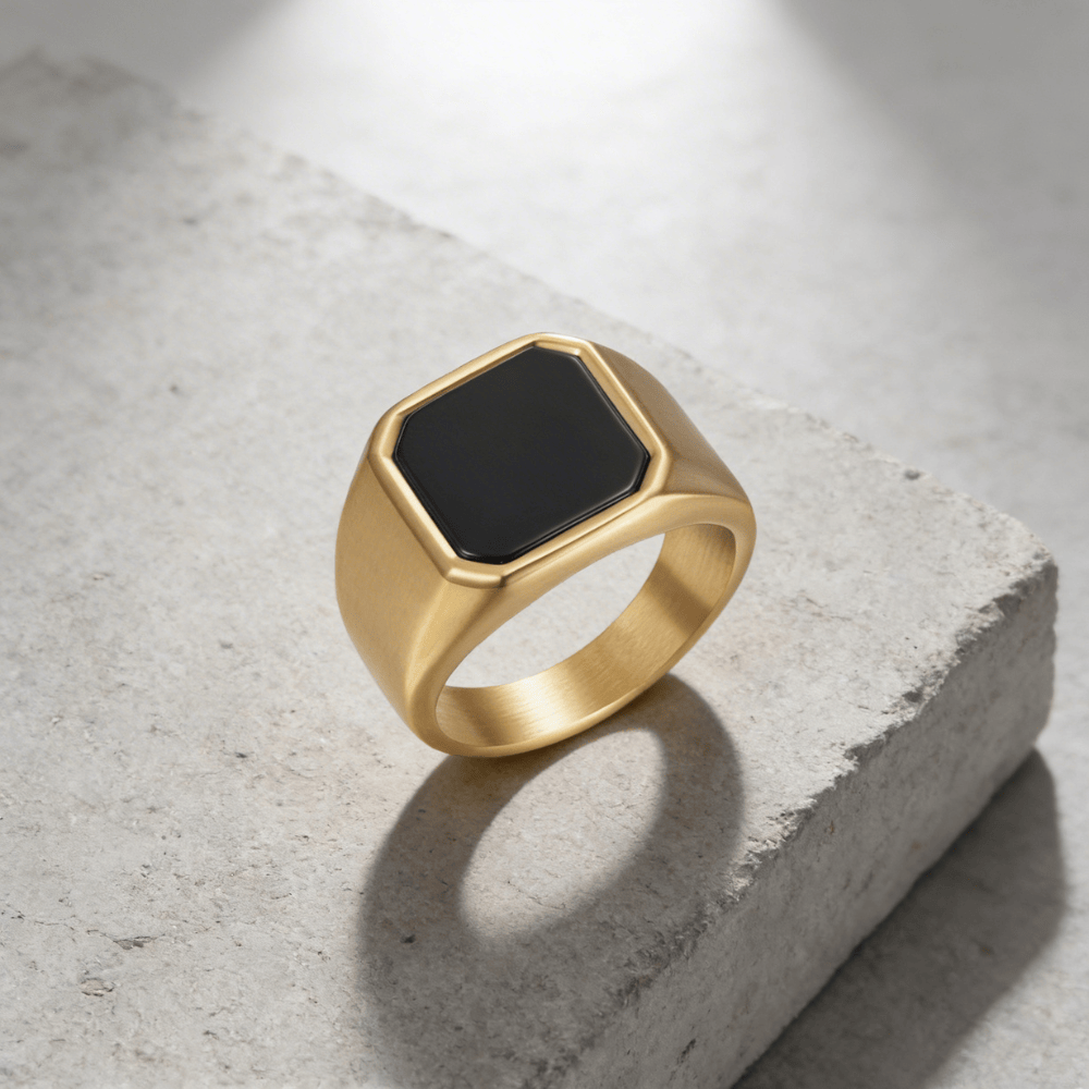 Chevalière Homme Onyx Lapis Lazuli Acier