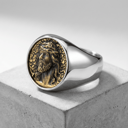 Chevalière Ancienne pour Homme Argent Acier Inoxydable
