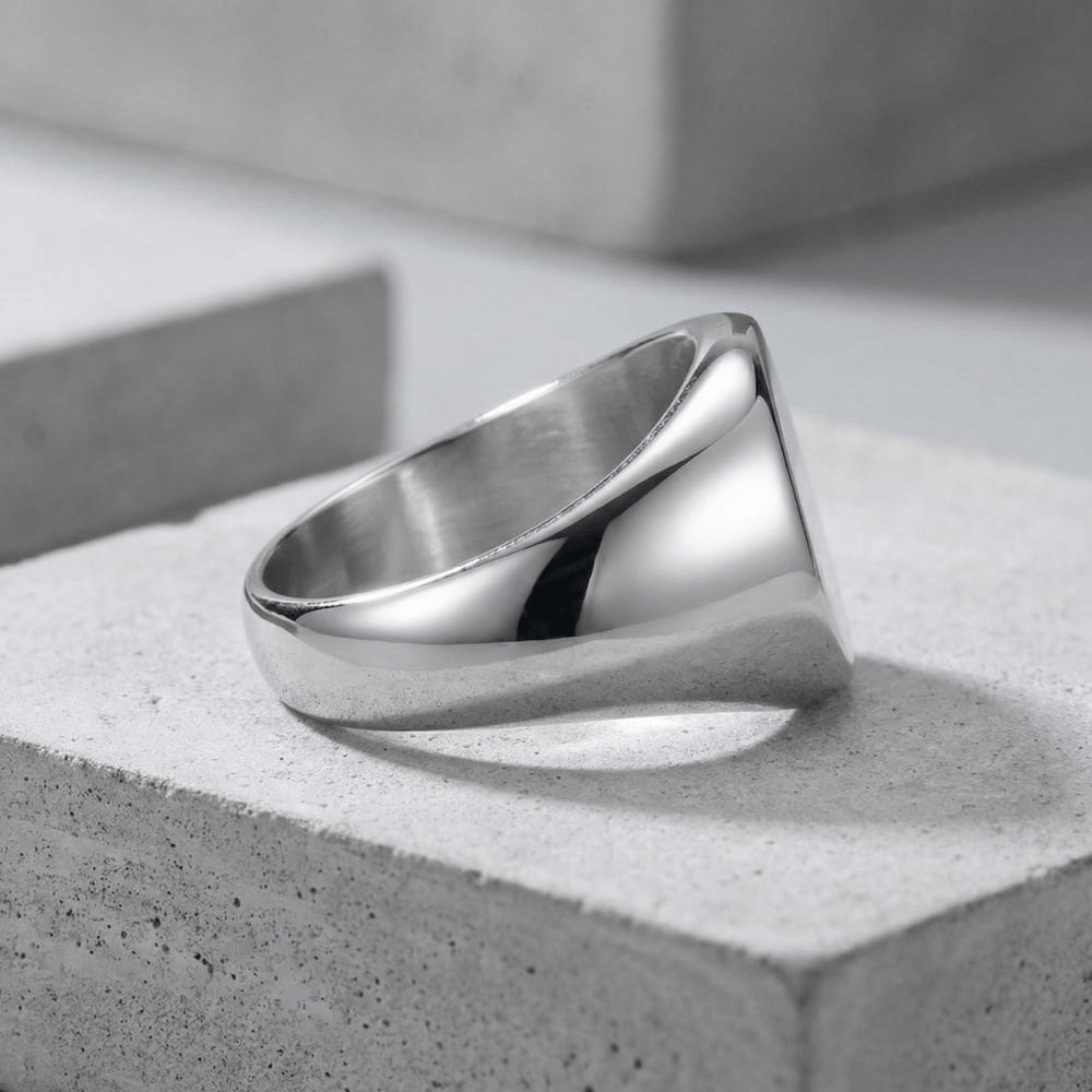 Bague Chevalière Fine Homme Personnalisé Ronde