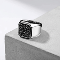 Chevalière pour Homme Luxe Pierres Noires Argent
