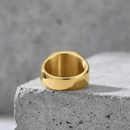 Bague Chevalière Homme Onyx Noir Coussin Acier Inoxydable