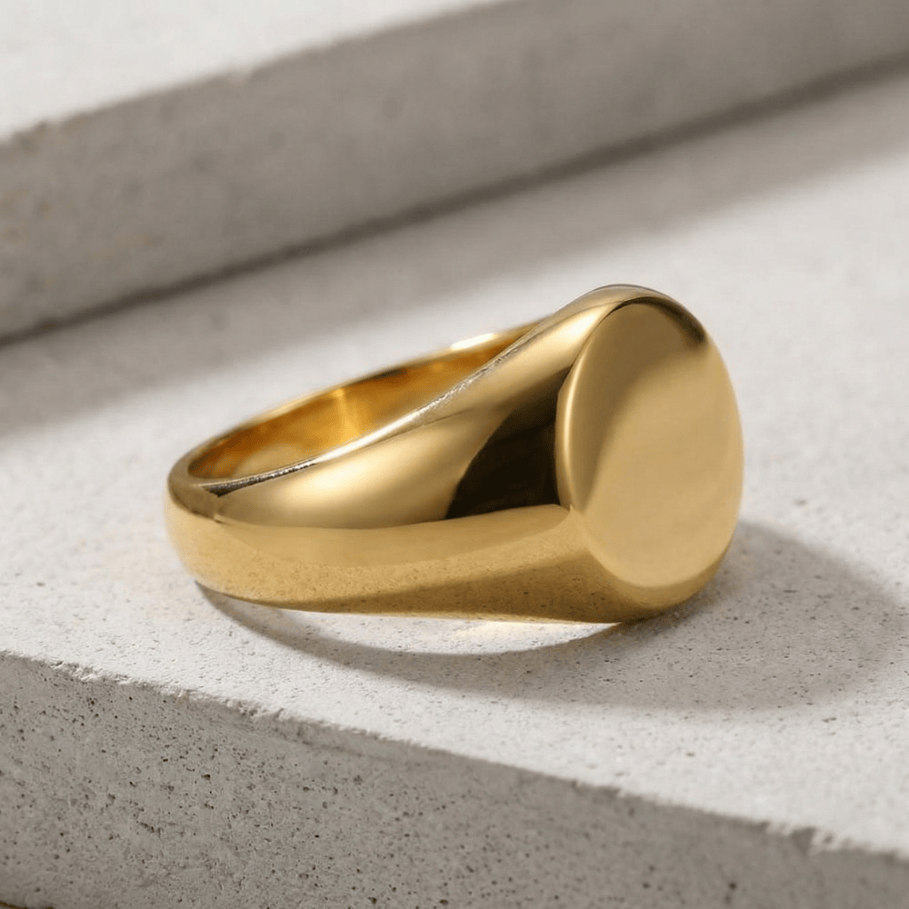 Bague Chevalière Fine Homme Personnalisé Ronde