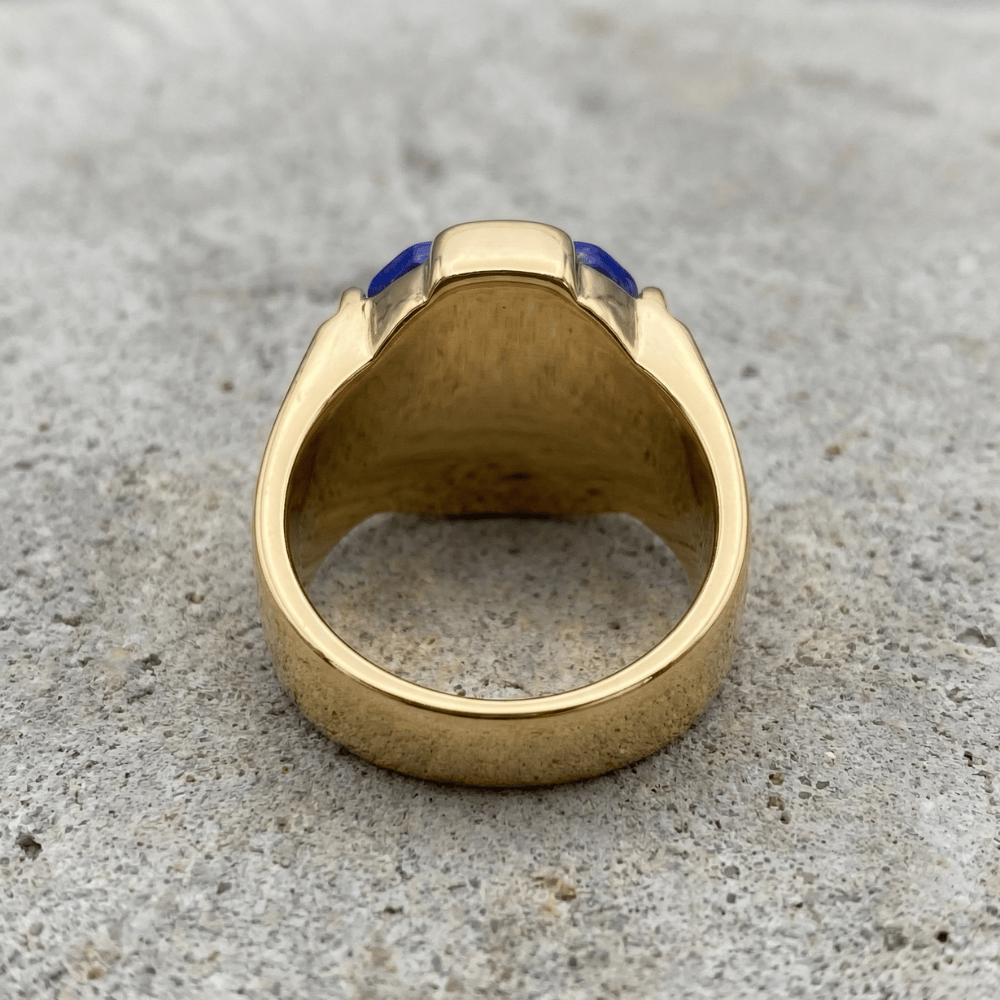 Bague Chevalière Homme Originale Or Lapis Lazuli