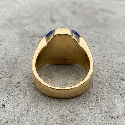 Bague Chevalière Homme Originale Or Lapis Lazuli