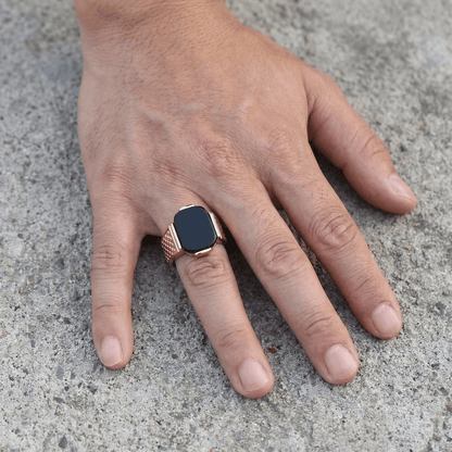 Bague Chevalière Homme Originale Or Lapis Lazuli