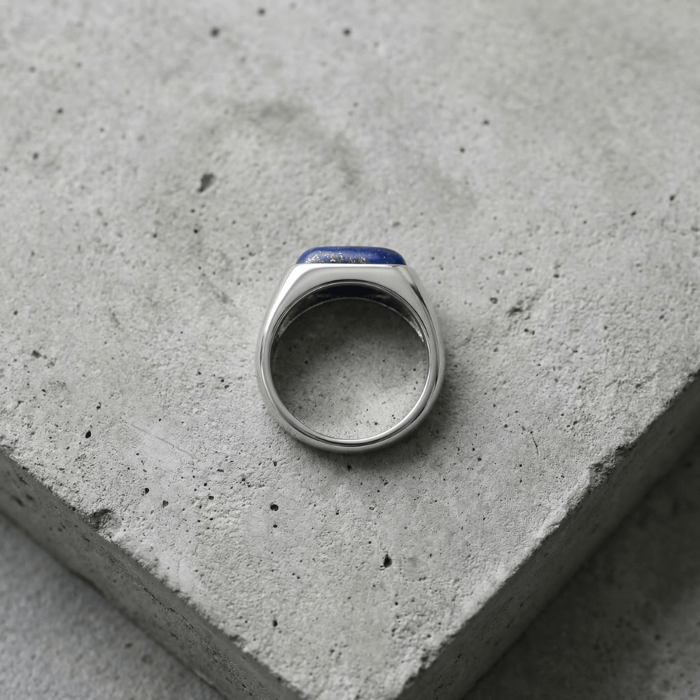 Chevalière Lapis Lazuli Homme Acier Inoxydable
