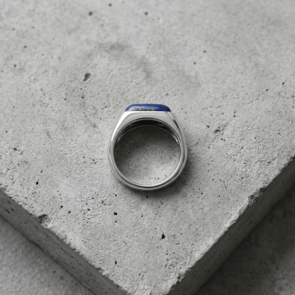Chevalière Lapis Lazuli Homme Acier Inoxydable