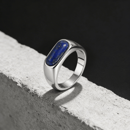 Chevalière Lapis Lazuli Homme Acier Inoxydable