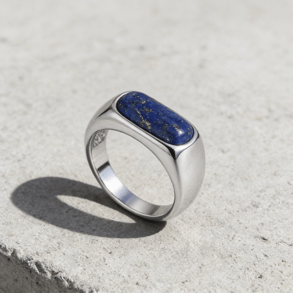 Chevalière Lapis Lazuli Homme Acier Inoxydable