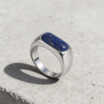 Chevalière Lapis Lazuli Homme Acier Inoxydable