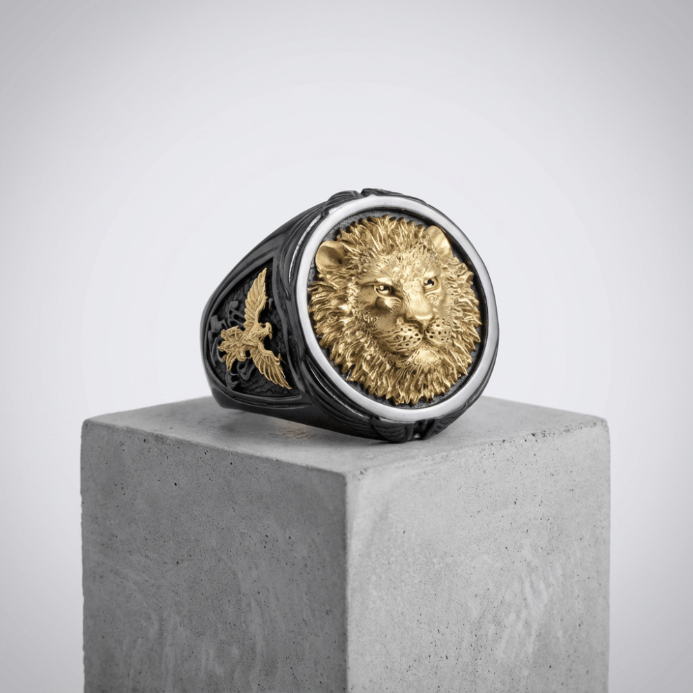 Chevalière Lion Homme Noire