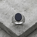 Chevalière Ovale Homme Onyx Acier Inoxydable
