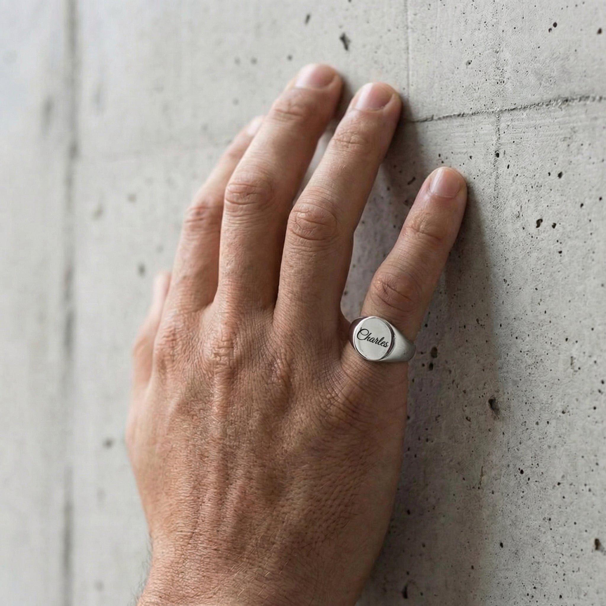 Bague Chevalière Fine Homme Personnalisé Ronde