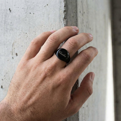 Bague Chevalière Fine Homme Personnalisé Ronde