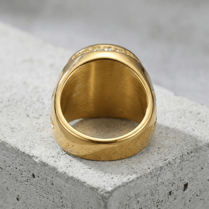 Bague Chevalière Plaqué Or Homme Croix