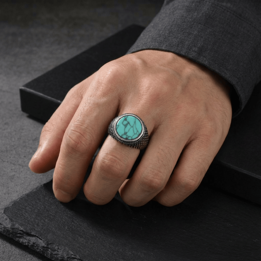 Chevalière Homme Pierre Bague Argent