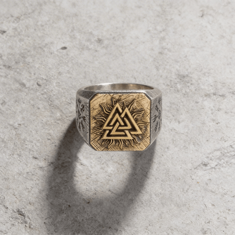 Bague Chevalière Viking Homme Argent Massif 925 Valknut