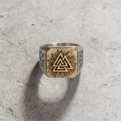 Bague Chevalière Viking Homme Argent Massif 925 Valknut