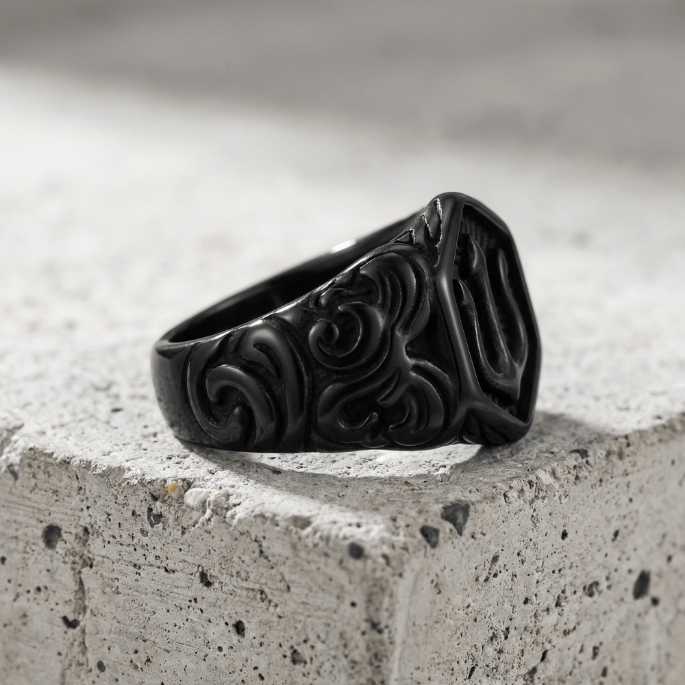Bague Chevalière Viking Homme Noire