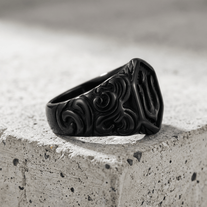 Bague Chevalière Viking Homme Noire