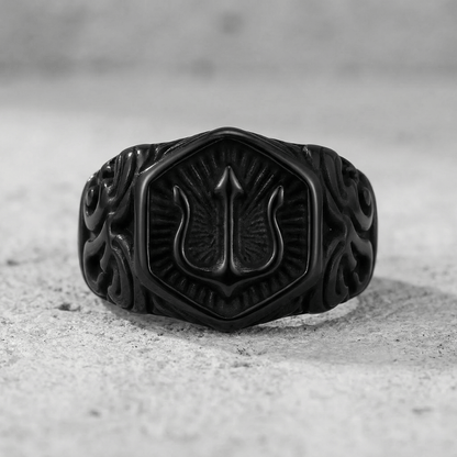 Bague Chevalière Viking Homme Noire