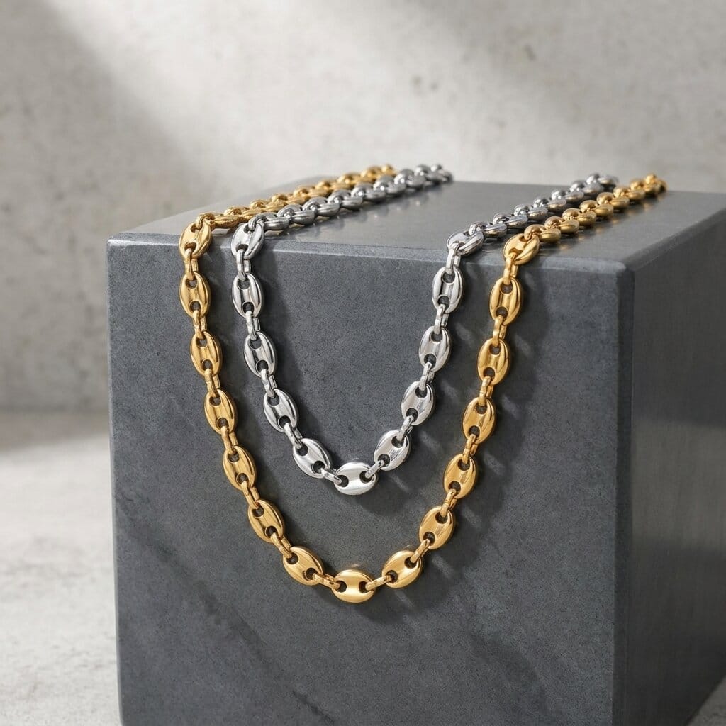 Collier Chaîne Grain de Café Pour Homme