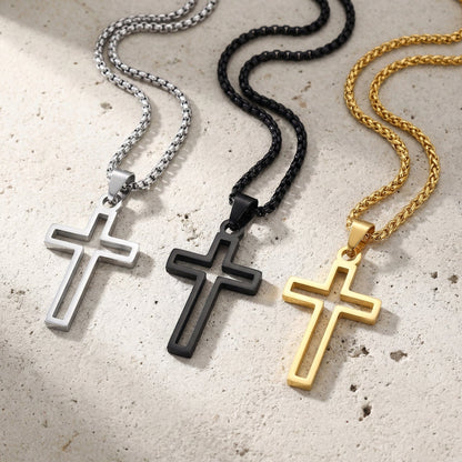 Collier Homme Pendentif Croix Acier Inoxydable
