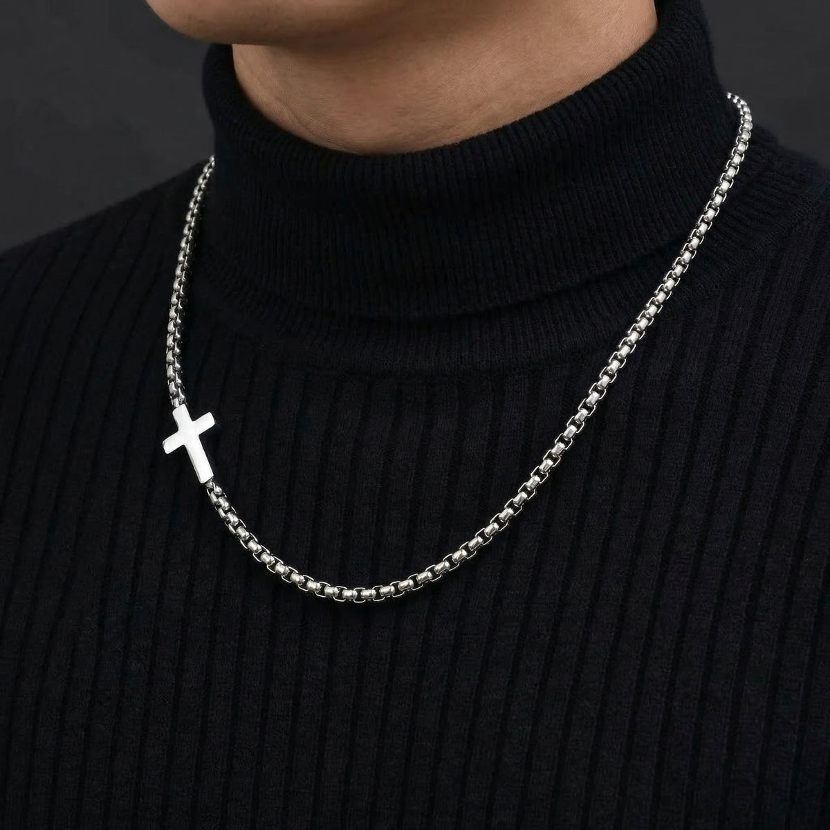 Collier Chaîne Croix Homme Acier Inoxydable