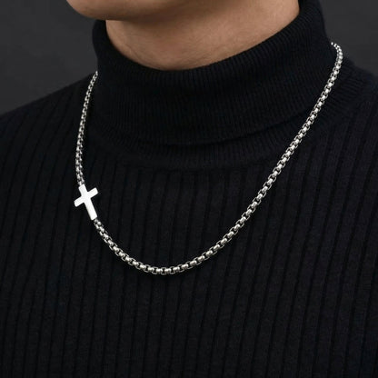 Collier Chaîne Croix Homme Acier Inoxydable