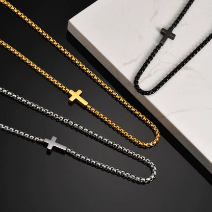 Collier Chaîne Croix Homme Acier Inoxydable