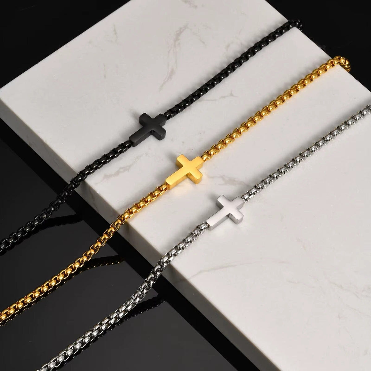 Collier Chaîne Croix Homme Acier Inoxydable