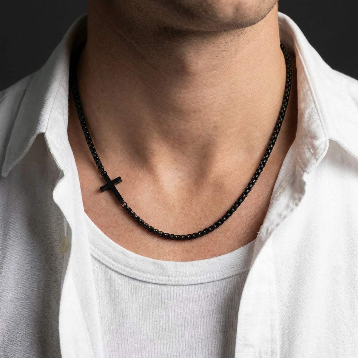 Collier Chaîne Croix Homme Acier Inoxydable