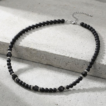 Collier Homme Perles Diamant et Acier