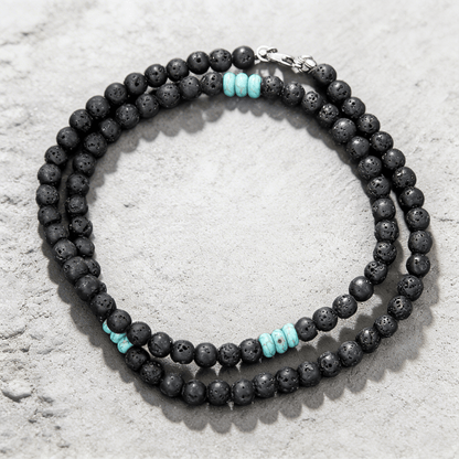 Collier Homme Pierre de Lave Acier Inoxydable