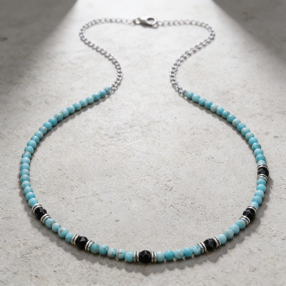 Collier Homme Perles Diamant et Acier