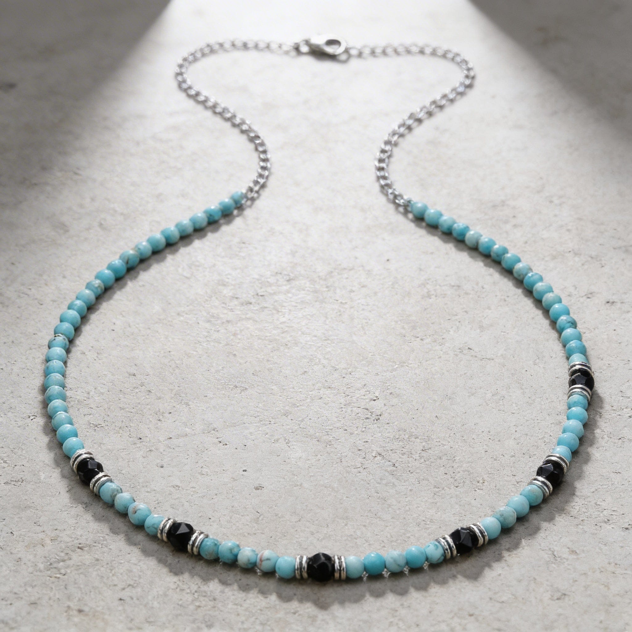 Collier Homme Perles Diamant et Acier