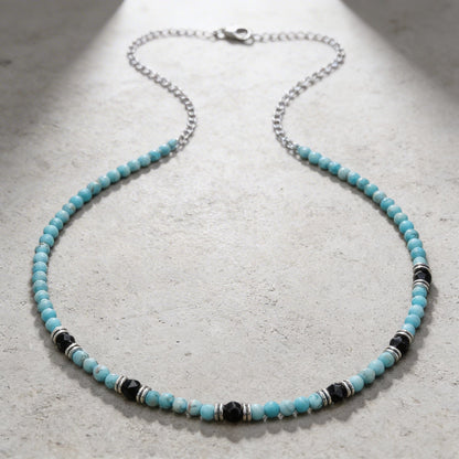 Collier Homme Perles Diamant et Acier