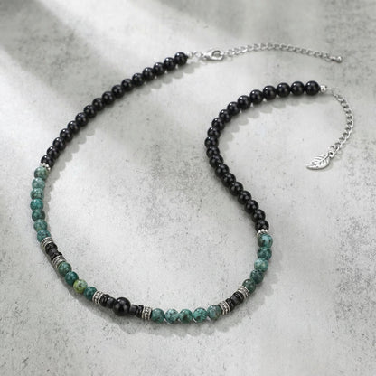 Collier Homme Pierre Turquoise Acier Inoxydable