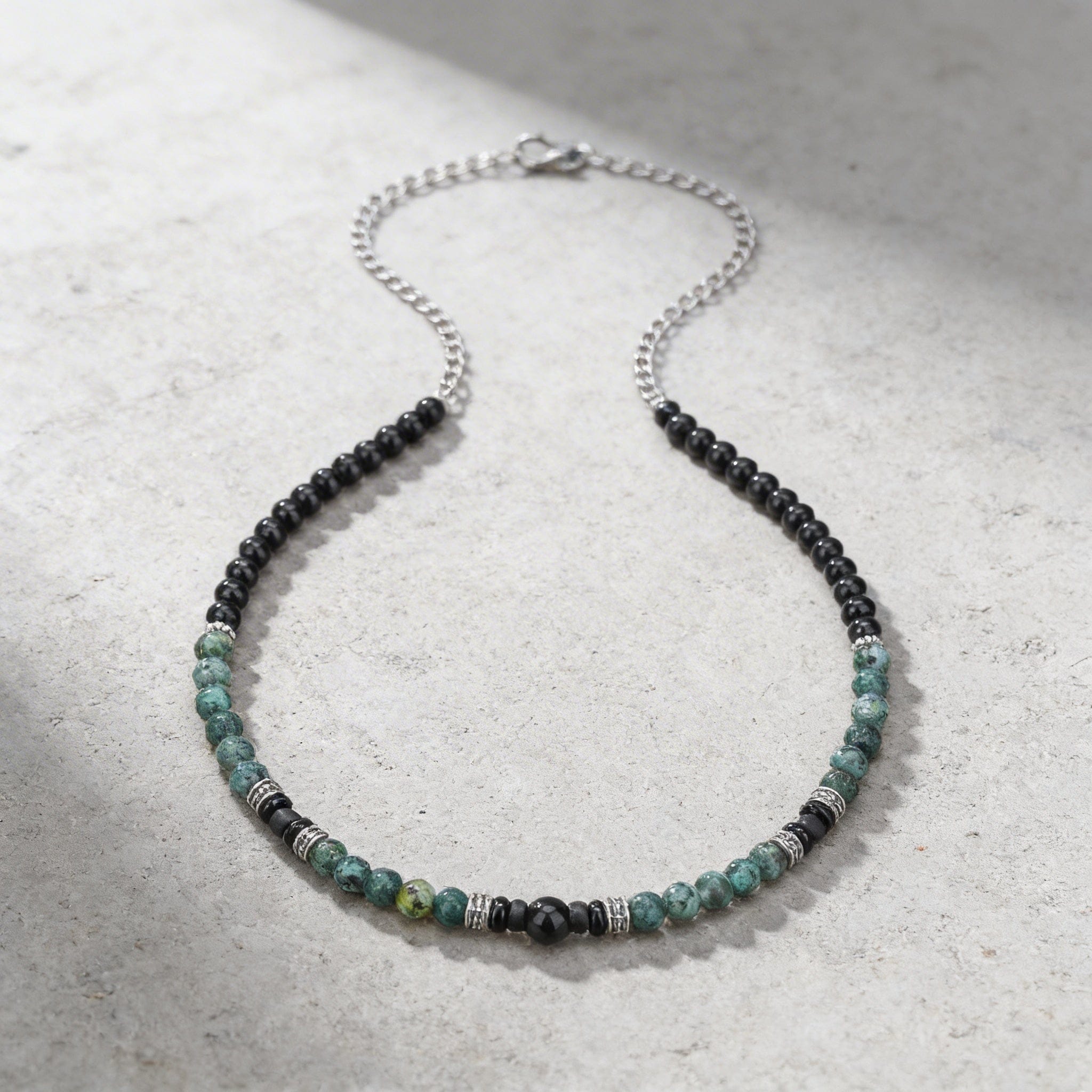 Collier Homme Pierre Turquoise Acier Inoxydable