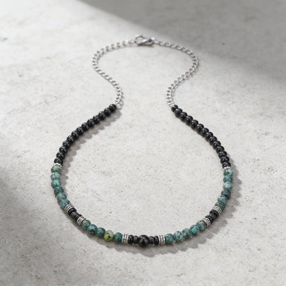 Collier Homme Pierre Turquoise Acier Inoxydable