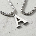 Collier Initiale Homme Pendentif Lettre Acier Argent