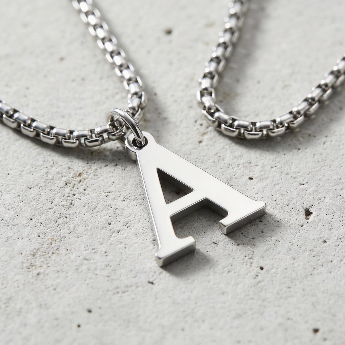 Collier Initiale Homme Pendentif Lettre Acier Argent