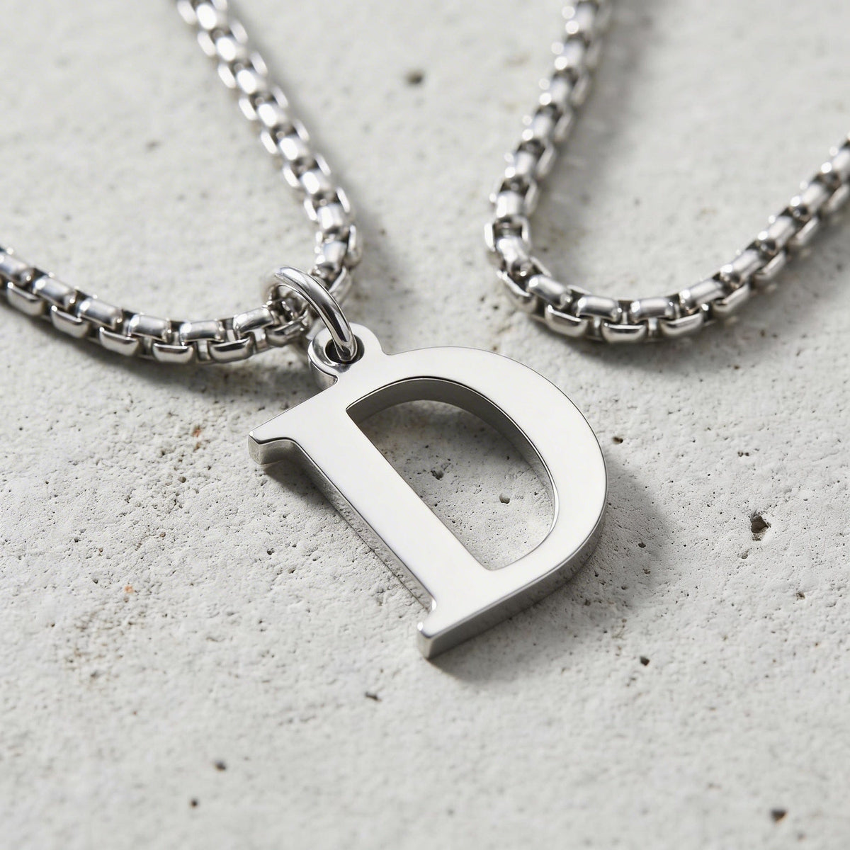 Collier Initiale Homme Pendentif Lettre Acier Argent