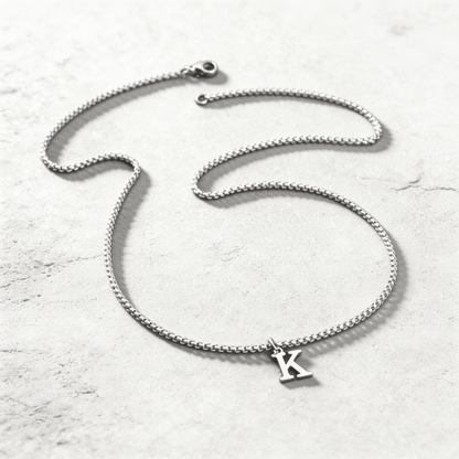 Collier Initiale Homme Pendentif Lettre Acier Argent