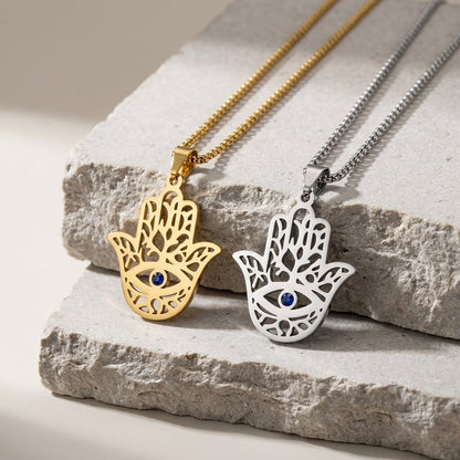 Collier Main de Fatma Homme Pendentif Hamsa Acier