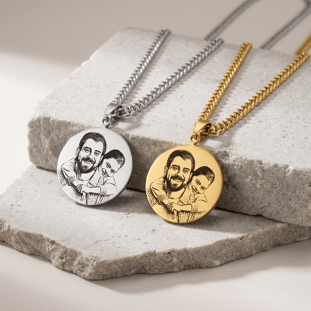 Collier Médaillon Photo Personnalisé Homme Acier