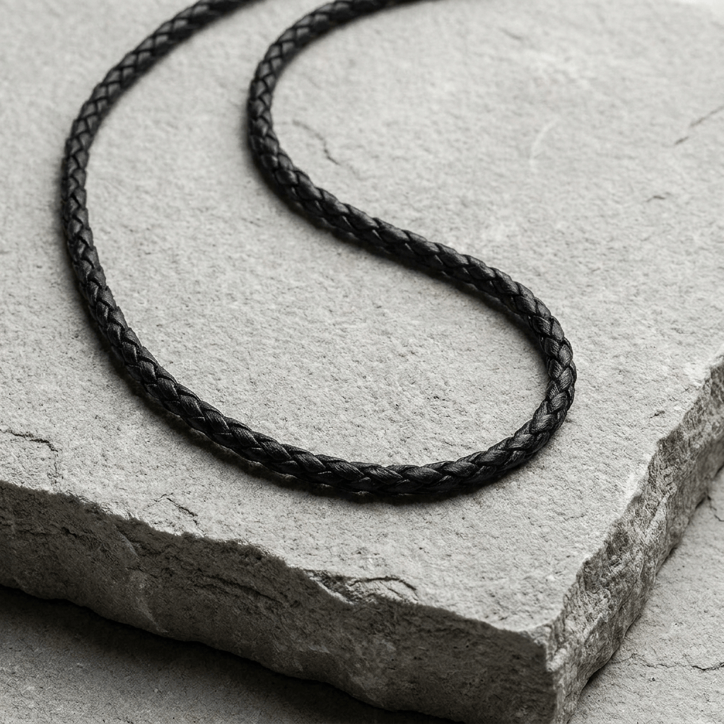 Collier Cordon Homme Tressé Noir Acier Inoxydable