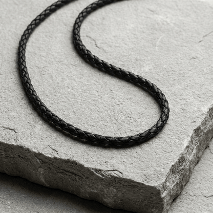 Collier Cordon Homme Tressé Noir Acier Inoxydable