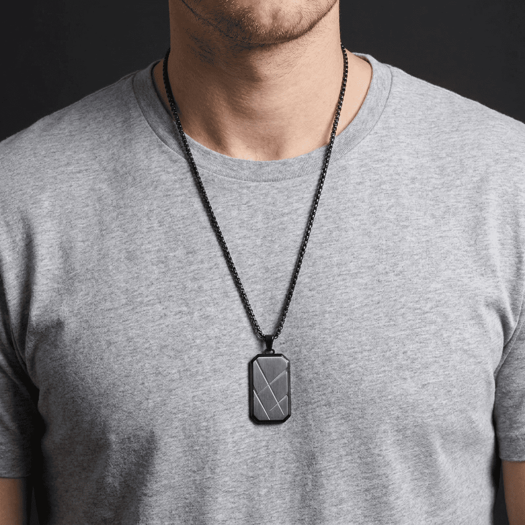 Collier Pendentif Homme Luxe Acier Inoxydable
